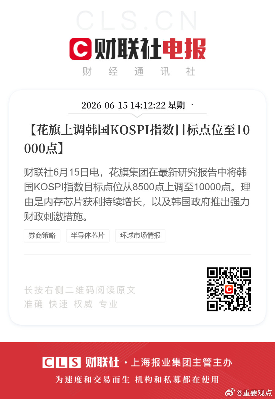花旗上调韩国KOSPI目标点位至1万点【花旗上调韩国KOSPI指数目标点位至10