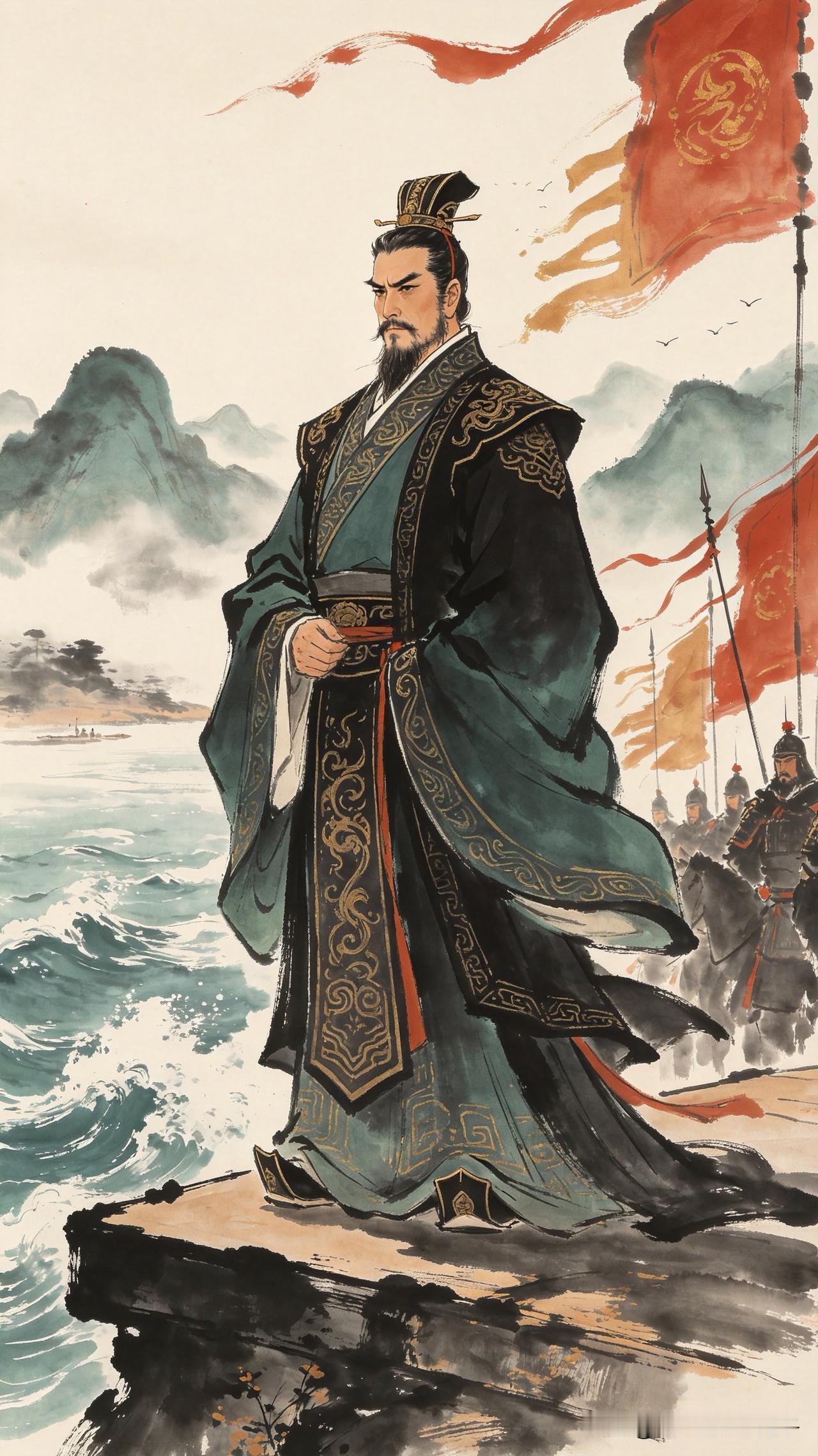 横槊赋诗临大江，
雄心欲统汉家邦。
千秋功过谁人解，
    
…………请师友续