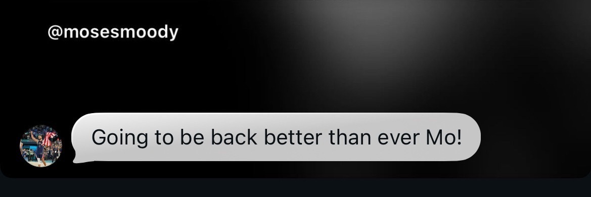 穆迪更新个人社媒：“非常感激所有的关爱。人生中经历的每一次挑战，我都庆幸自己经历