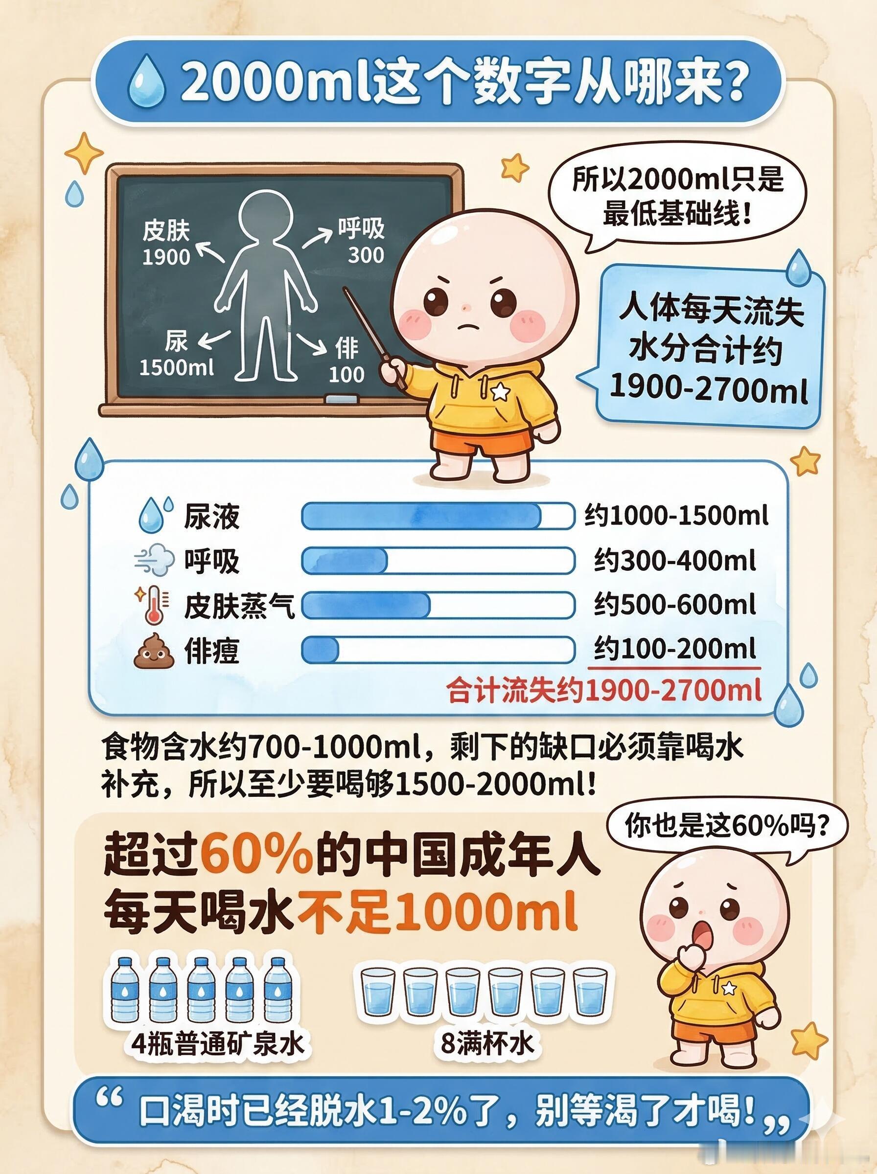 假如你从今天开始每天喝够2000ML水，好好喝水真的很重要。当代年轻人连喝水都要