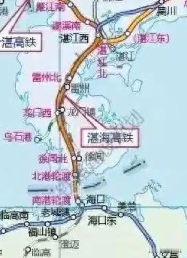 途经湛江（雷州徐闻）的广湛高铁延长线，预计明年开工。

广州高铁延长线又称为湛海