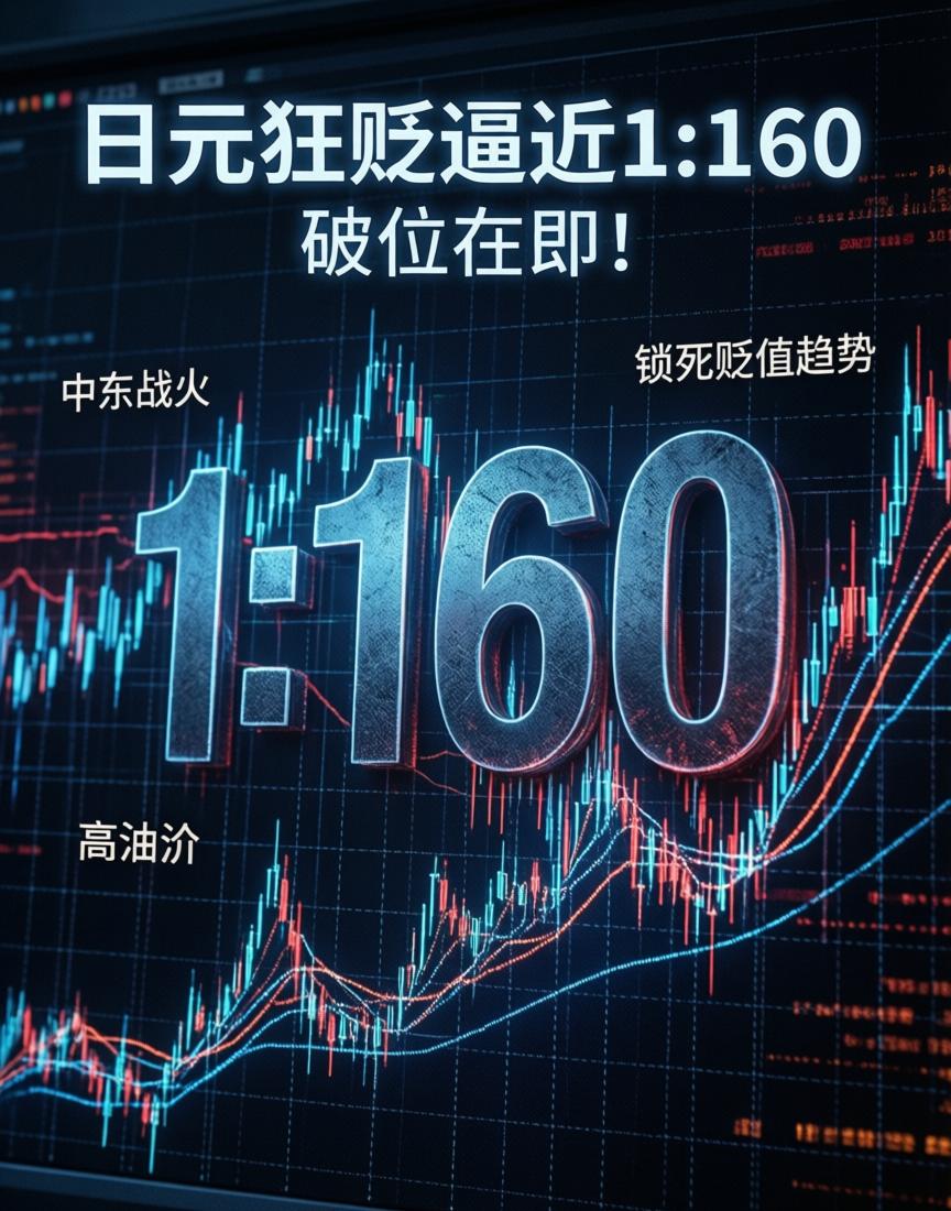 破位在即！日元狂贬逼近1:160，中东战火+高油价锁死贬值趋势

据《日本经济新
