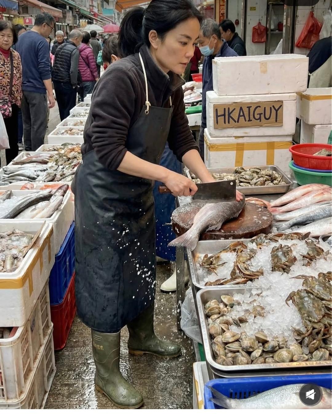 王菲，卖海鲜气质都这么好。