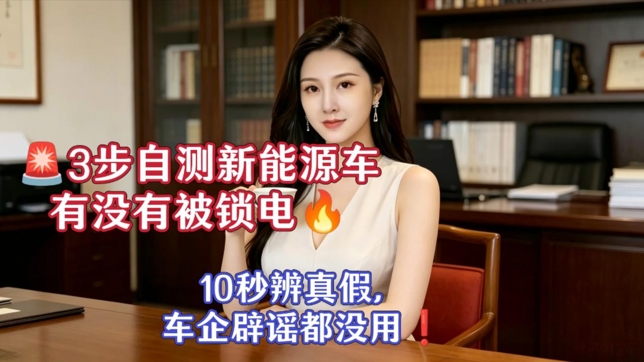 🚨3步自测新能源车有没有被锁电🔥10秒辨真假，车企辟谣都没用❗
 
😱还在
