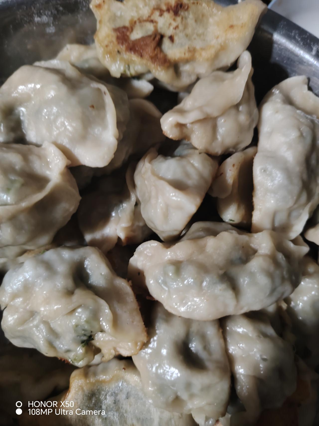 夏日生活打卡季今天我做的野菜馅的大饺子，可真好吃啊！咸淡正好，味道不错，绝对的纯