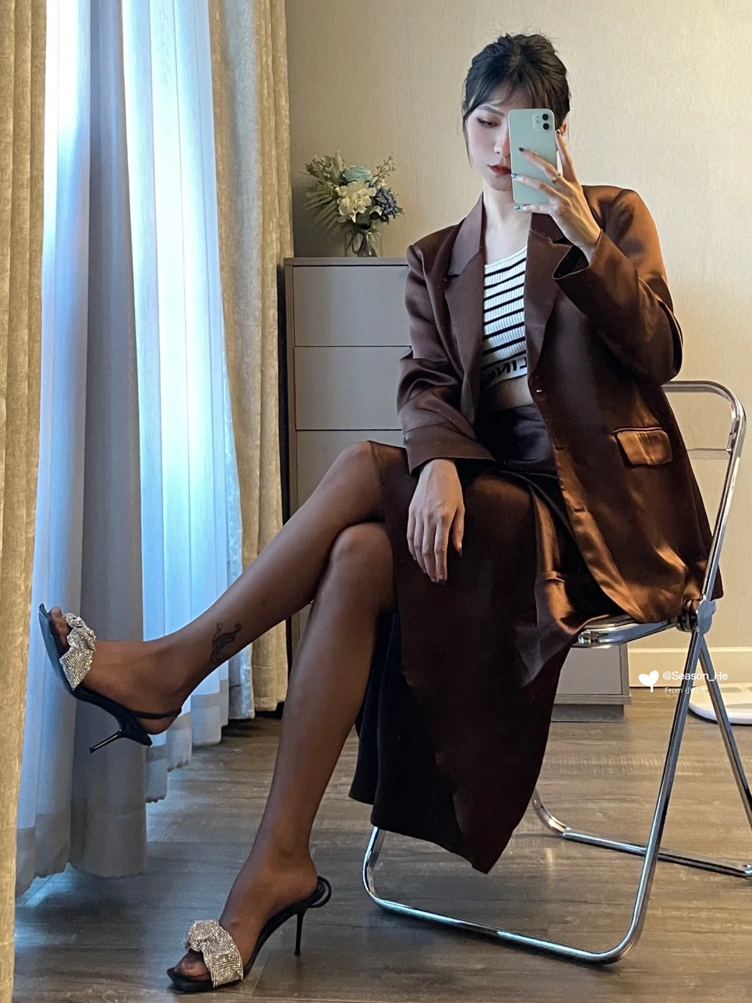 168/108斤 醋酸西装半裙 今天是气质姐姐