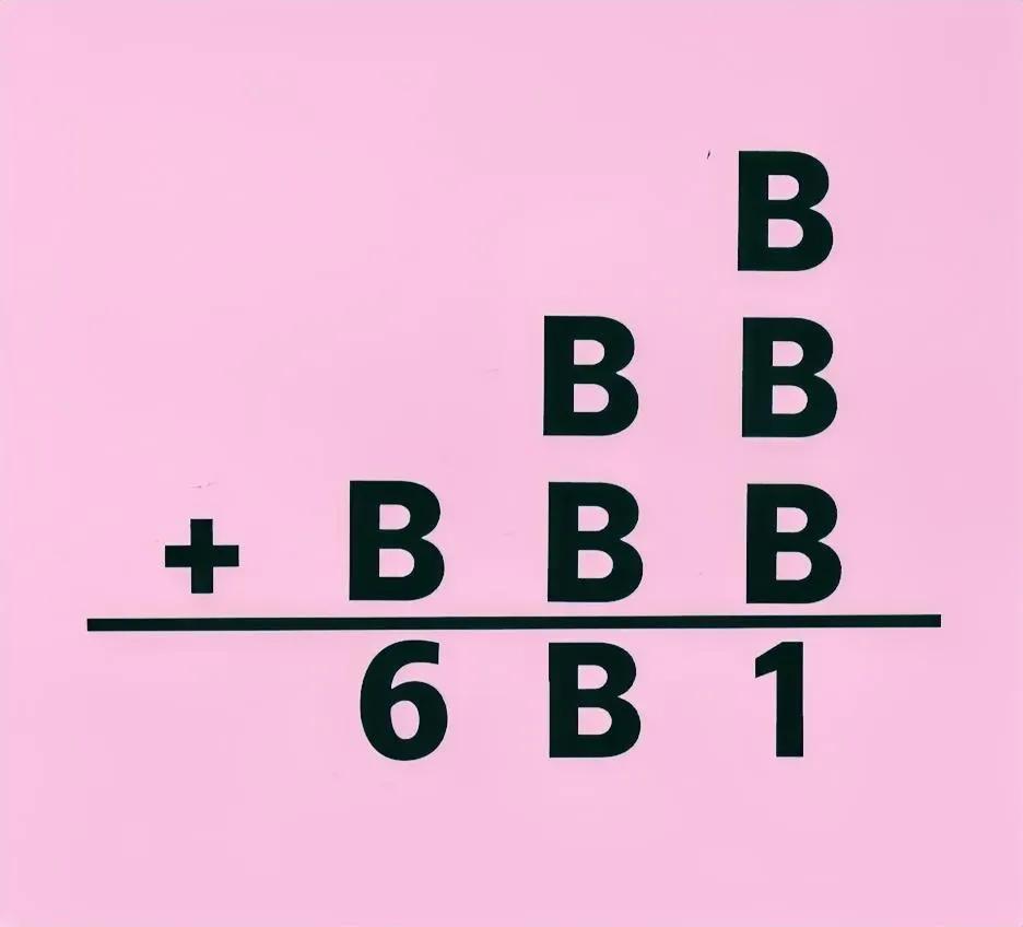 十有八九都不会！貌似很简单的加法竖式：如图，B+BB+BBB=6B1，求B=？(