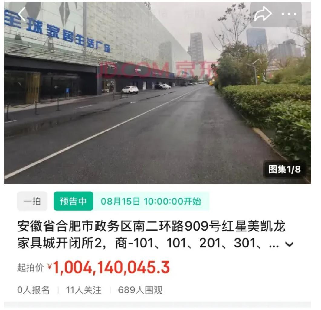 合肥商业最新消息合肥政务红星美凯龙整体法拍天鹅湖地标红星美凯龙全物业即将线上拍卖