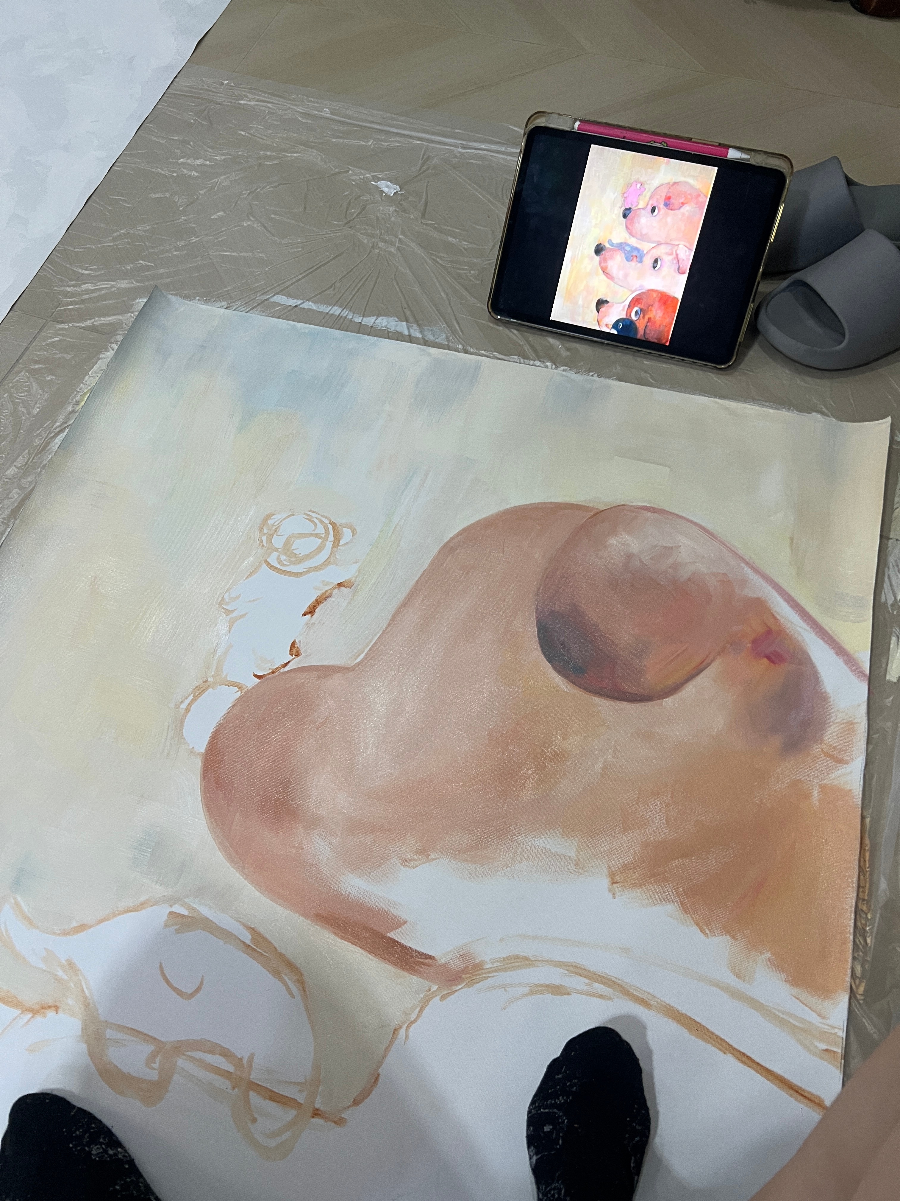 我的工作应该是画装饰画干苦力，每次 我觉得一点都不累好开心 