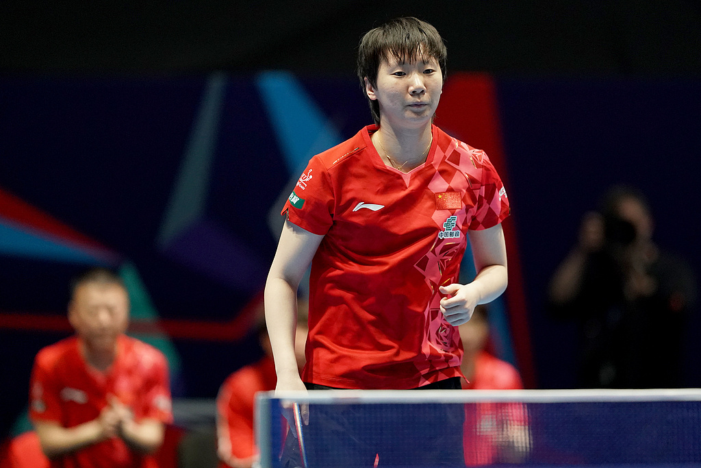 王曼昱3比0维格申国乒女团2比1波兰伦敦世乒赛女团1/16决赛，王曼昱3比0速胜