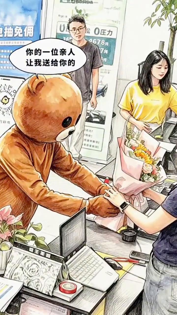 6旬父亲伴奏玩偶给女儿送花，孤身开车千里为见女儿一面。
不管离家多远，孩子永远是