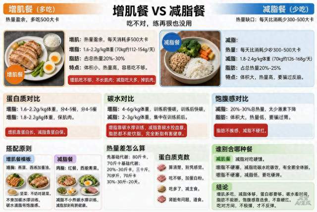 《增肌餐 VS 减脂餐，吃不对，练再狠也没用》