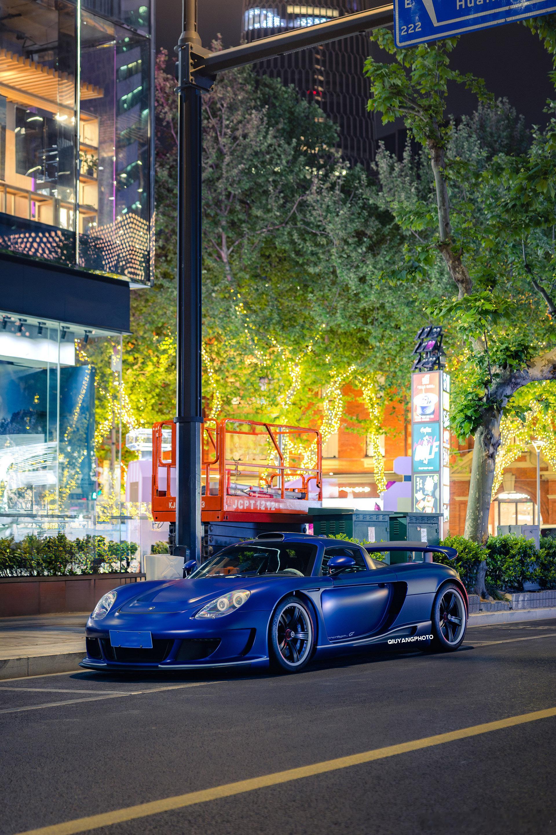 夜晚上海街头的Gemballa Mirage GT cars01豪车拍 国内三台
