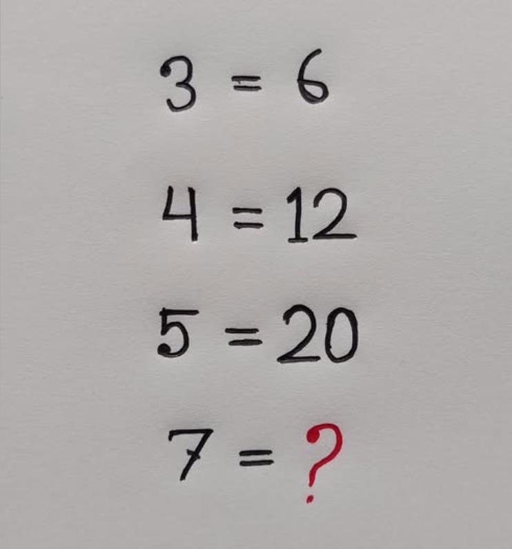 只有聪明的人才能算出答案是多少，你能算出来吗？
3 = 6
4 = 12
5 =