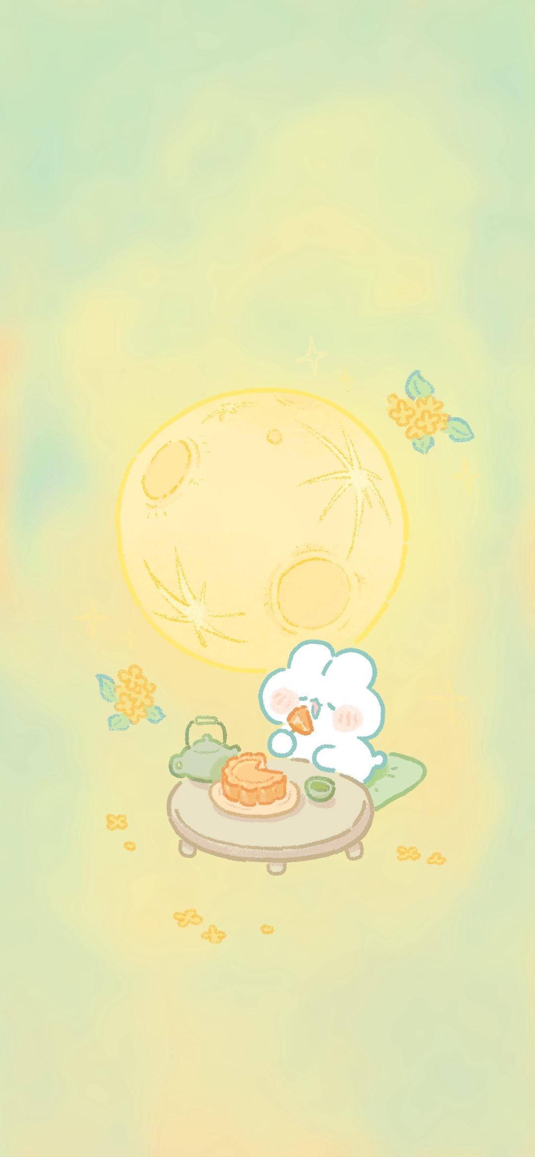 祝小可爱们中秋快乐！中秋节 月饼 壁纸 中秋快乐