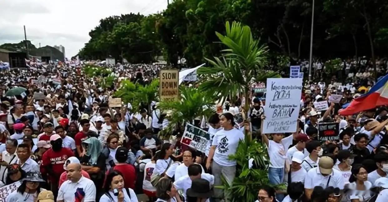 哎，这回菲律宾首都马尼拉彻底乱套了。6月30日那天，乙沙大道上人山人海，示威的人