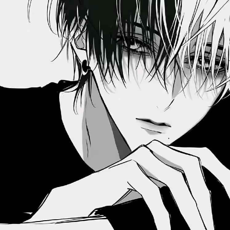 𝙒𝙚𝘾𝙝𝙖𝙩｜动漫黑白男头动漫头像｜ins风｜黑白男头像 