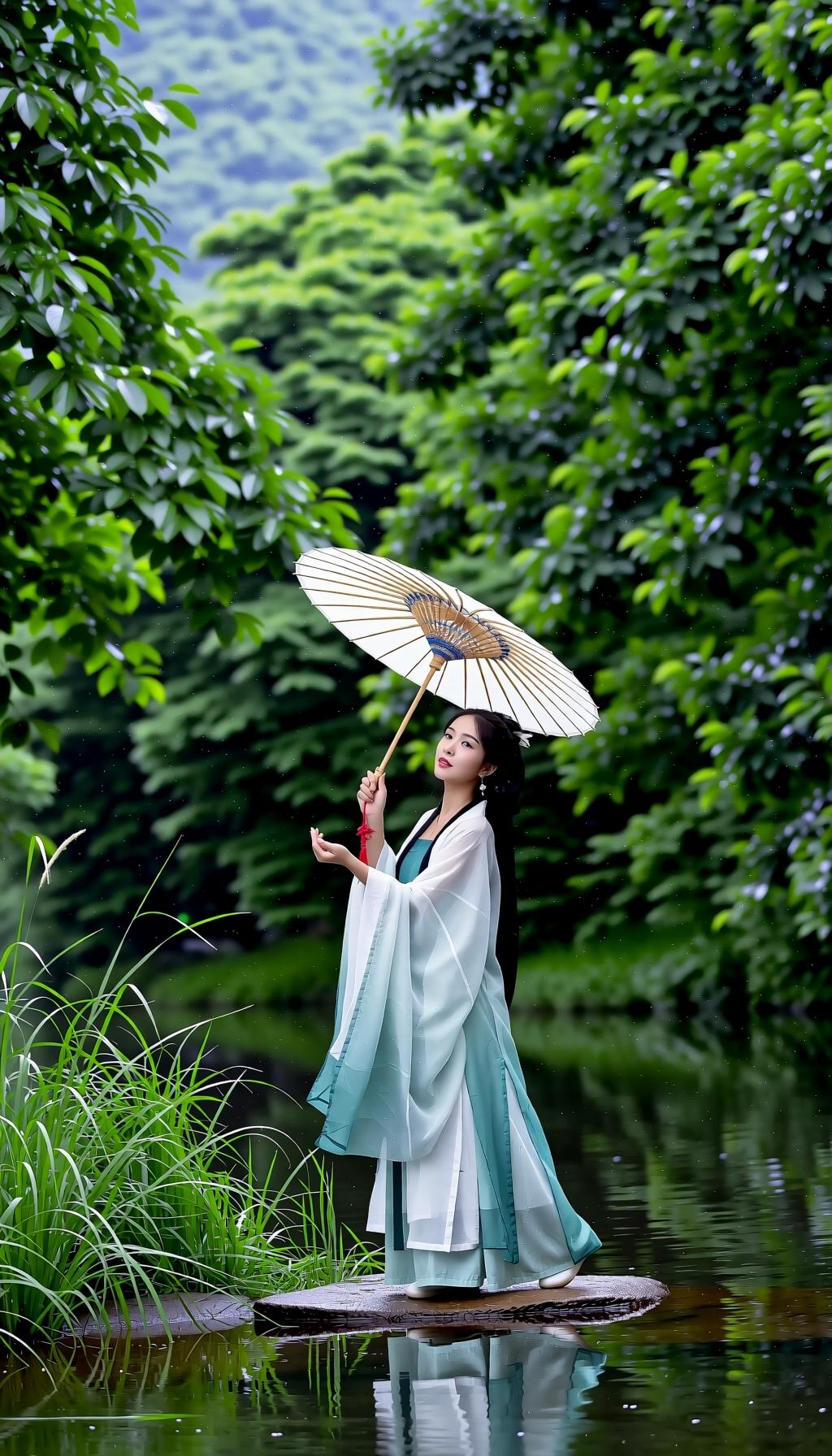 闲行
 
踏遍清川风自软，
青山入目意悠然。
抛开俗世烦心事，
一枕清风伴月眠。