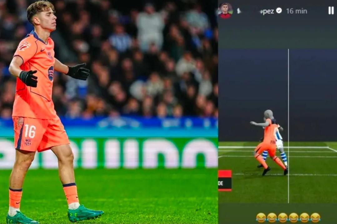 费尔明晒VAR截图配笑哭表情 讽刺亚马尔越位判罚北京时间今日凌晨，西甲赛场爆出一