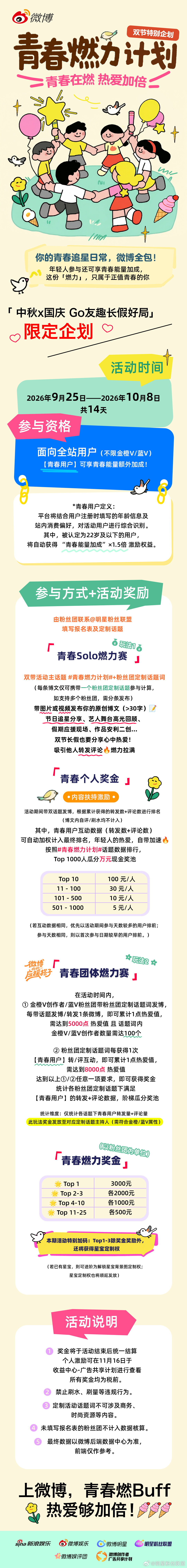青春燃力计划 青春正燃，热爱加倍🥮❤️「中秋×国庆 Go友趣长假好局」限定企划