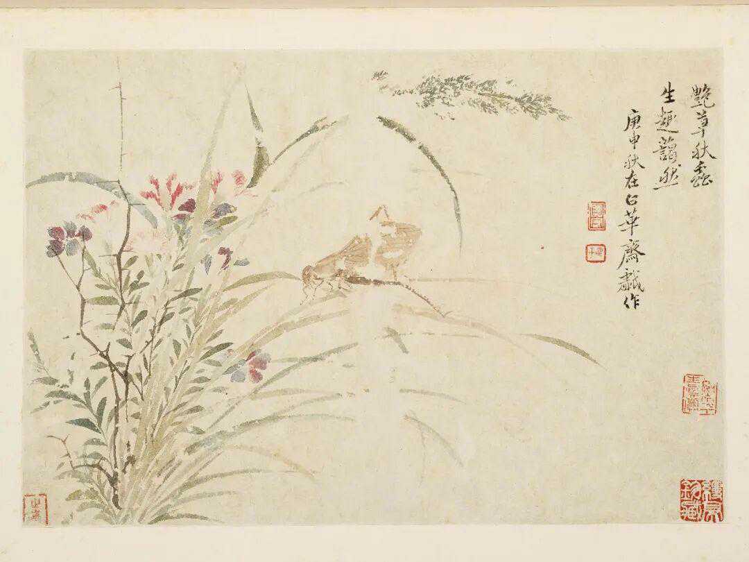 恽寿平《花卉山水合册》，水墨纸本、设色纸本 26×37.8 cm。新城事遇见艺术