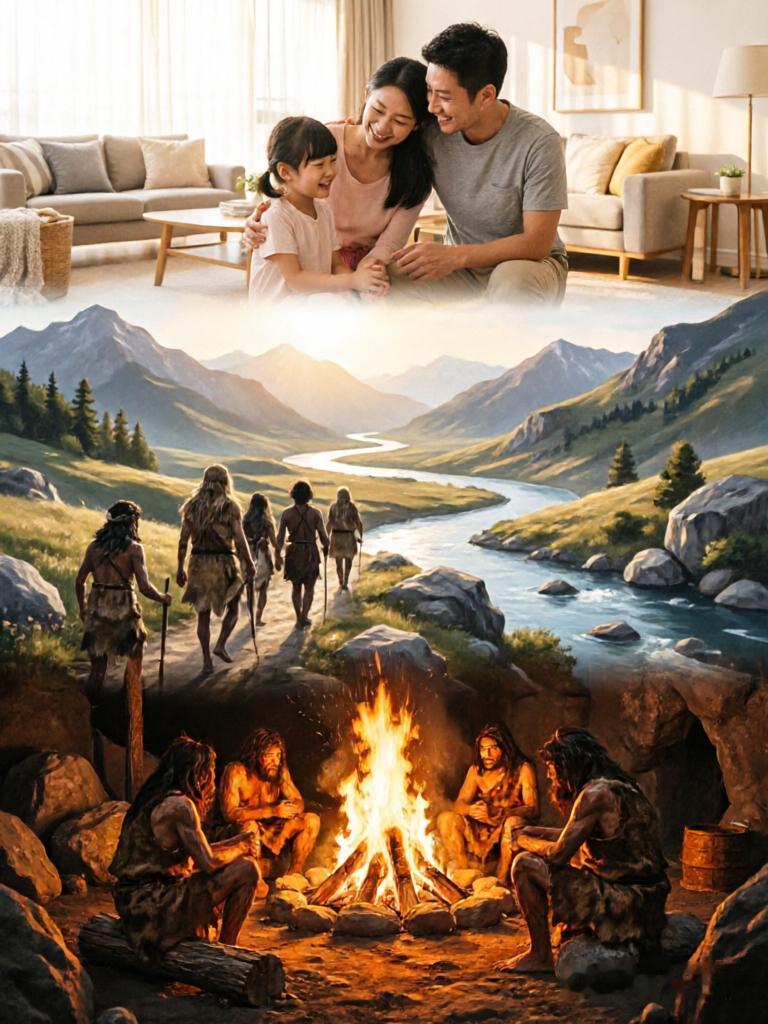 从历史与情感双重维度切入，追溯“家”的起源。先写家源于血脉传承与祖先迁徙，再写家