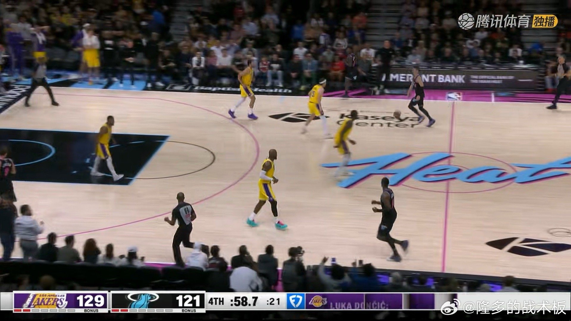 东契奇，2记关键三分！！！湖人vs热火