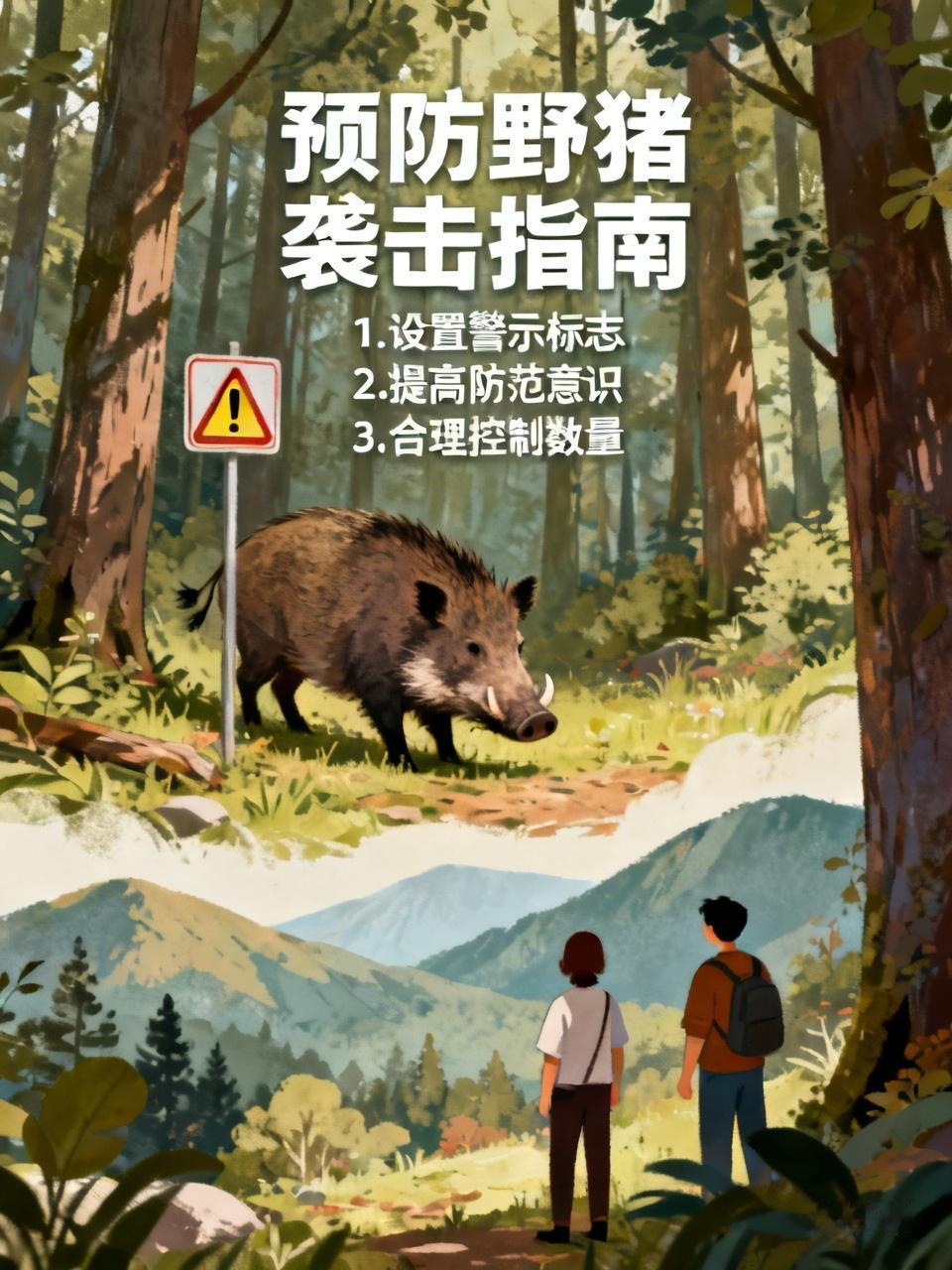 预防野猪袭击人类事件，得从多方面入手。在野猪出没频繁的区域，相关部门要设置明显警