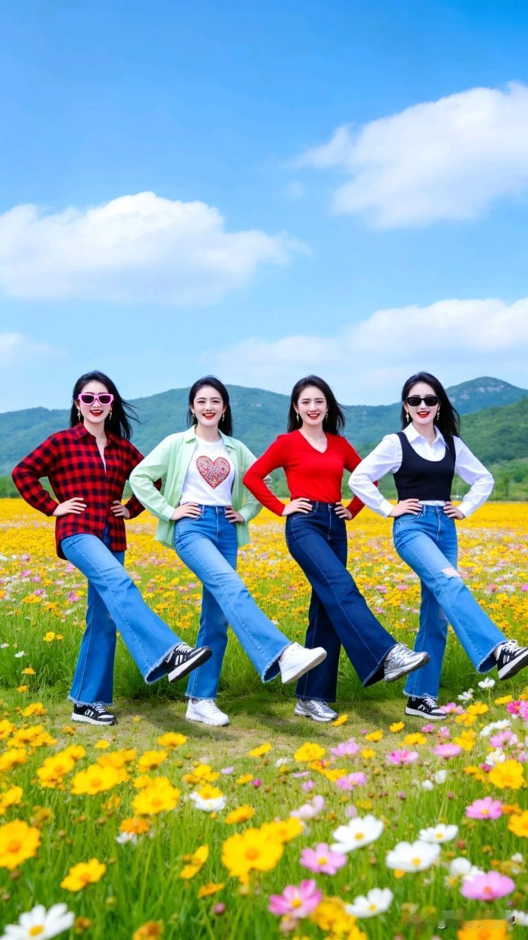 花海中的姐妹情，青春洋溢的快乐时光！🌸👭💕气质姐妹花 花海姐妹花