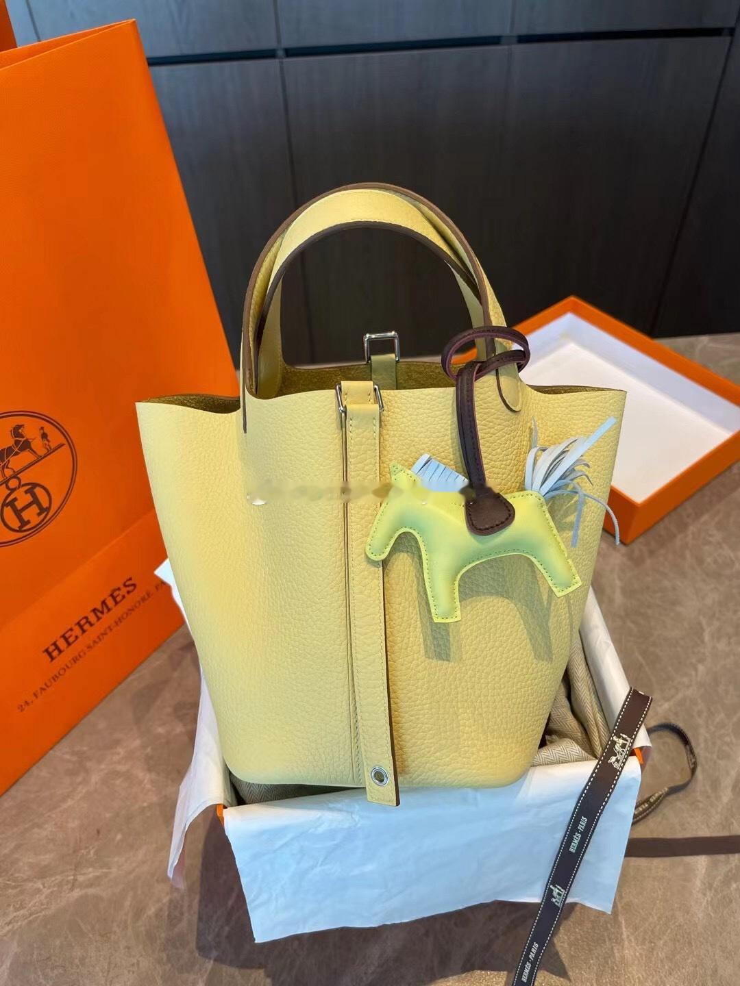 菜篮子18 小鸡黄 TC皮 银扣 爱马仕hermes