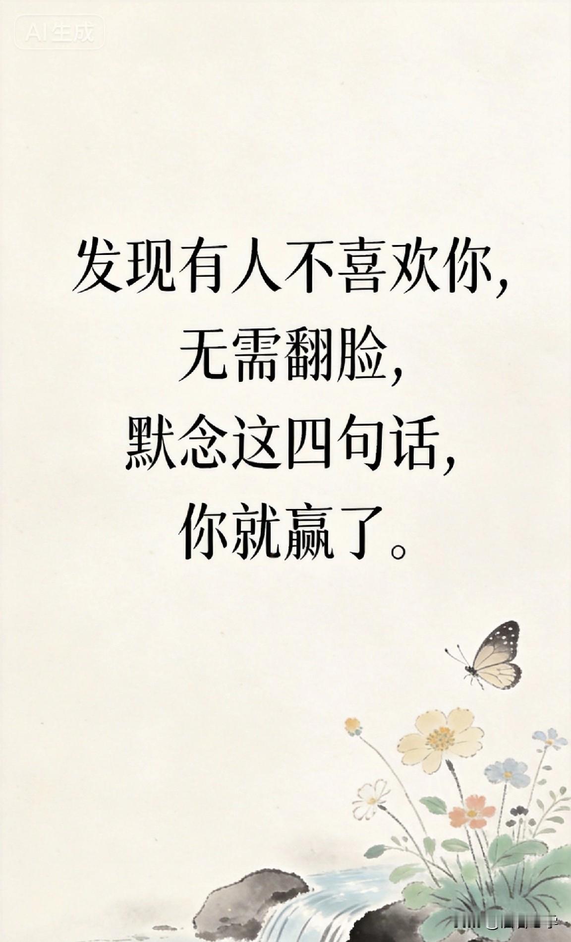 发现有人不喜欢你，无需翻脸，默念这四句话，你就赢了。

你有没有过这样的时刻？