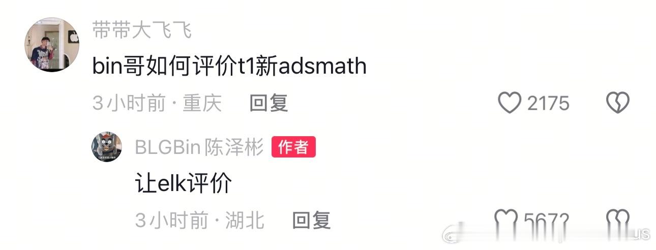 评论：Bin哥如何评价T1新AD SmashBin：让Elk评价 2025lpl