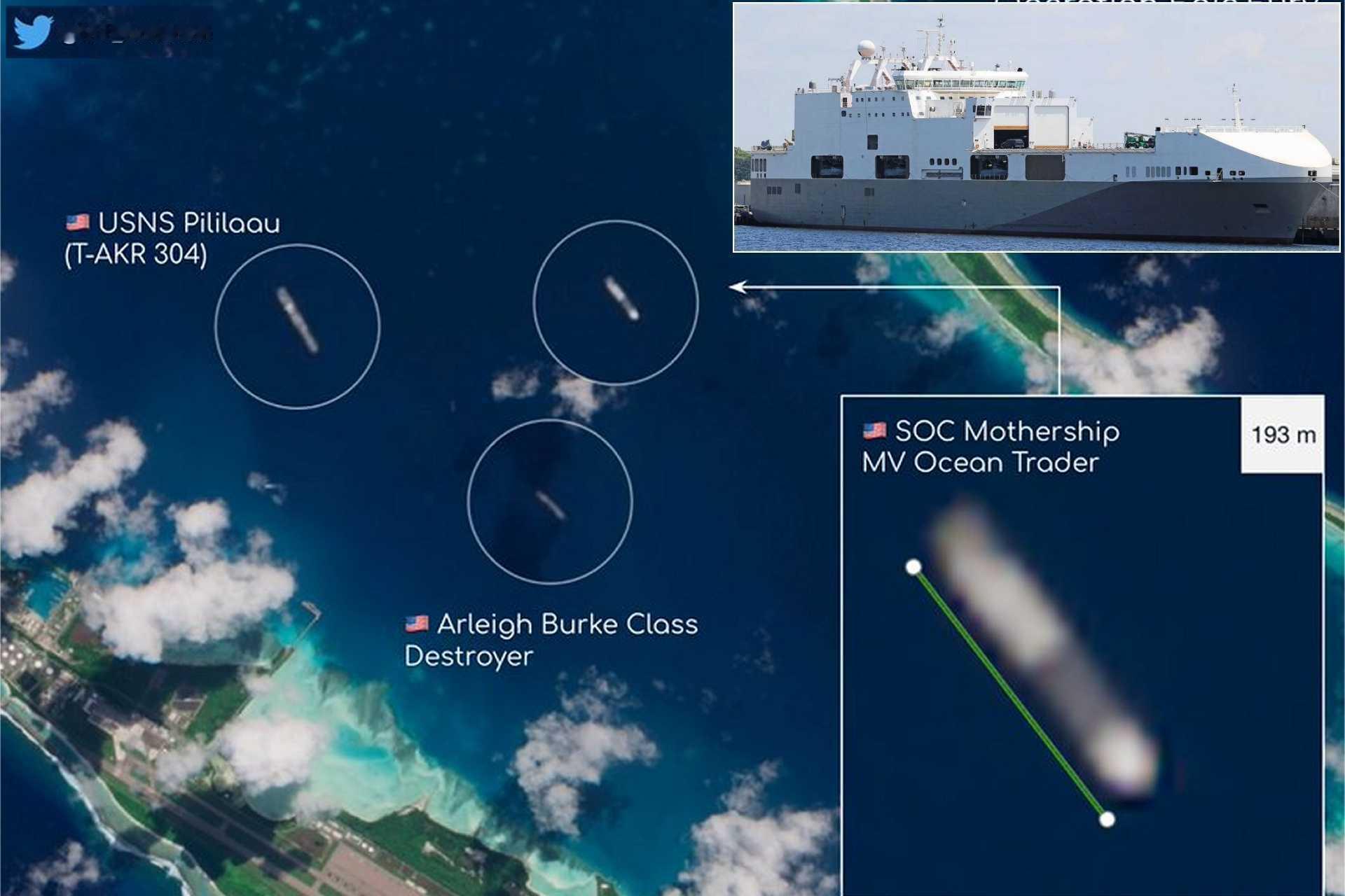 标注为“MV Ocean Trader”——海洋贸易者号，一艘长期服役于美国军事