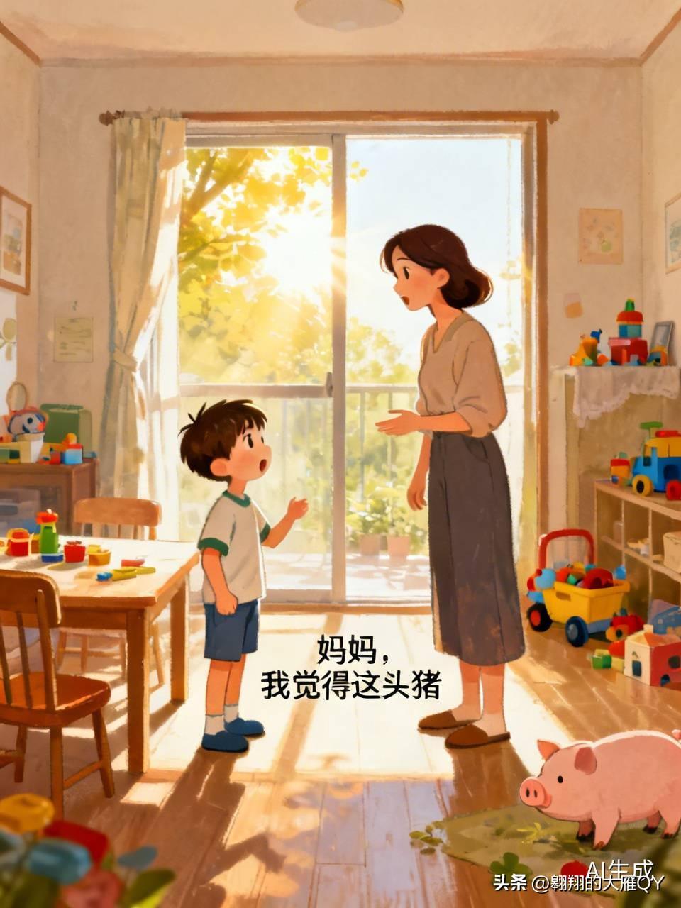 一个小男孩在家里问妈妈，妈妈，我爸爸天天上班，你咋不上班呢？
妈妈说，我之前也在