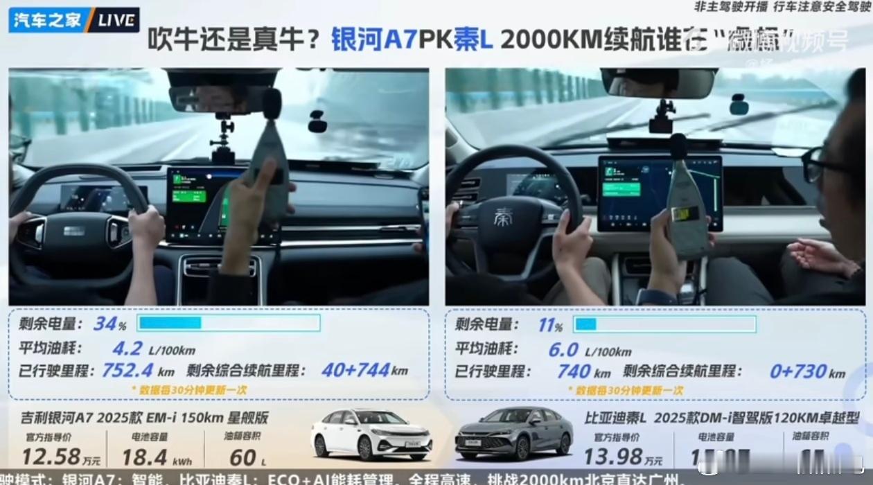 汽车之家直接拿银河a7和秦L比油耗去了[doge]a7油耗有点领先哦。注意到，a