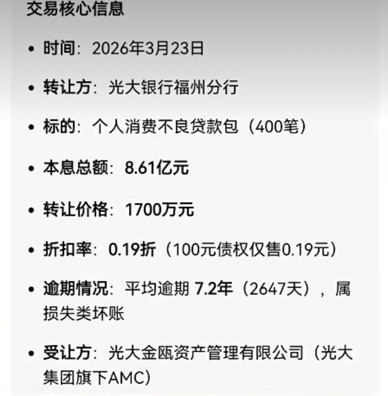 你的债务可能只值0.19折，关键看受让方，收回都是利润，典型的利益输出，为什么不