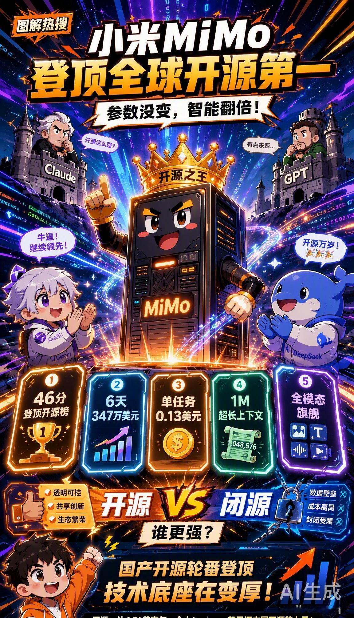 小米今天正式发布并开源 MiMo-V2.6 系列，Pro 版在 Artifici
