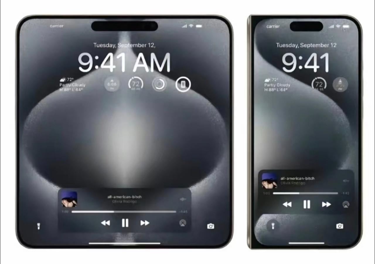 折叠屏iPhone明年亮相折叠屏折叠起来有两个角是90度，不是大R角，而且折叠起