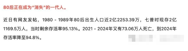 “每20个80后就有1人去世”？官方回应