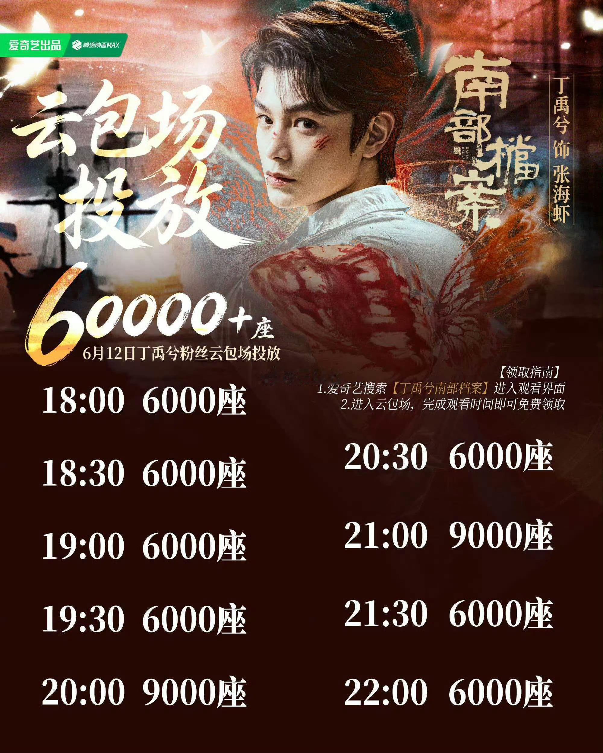 丁禹兮粉丝今天《南部档案》云包场再加场60000➕座！丁禹兮张海虾﻿