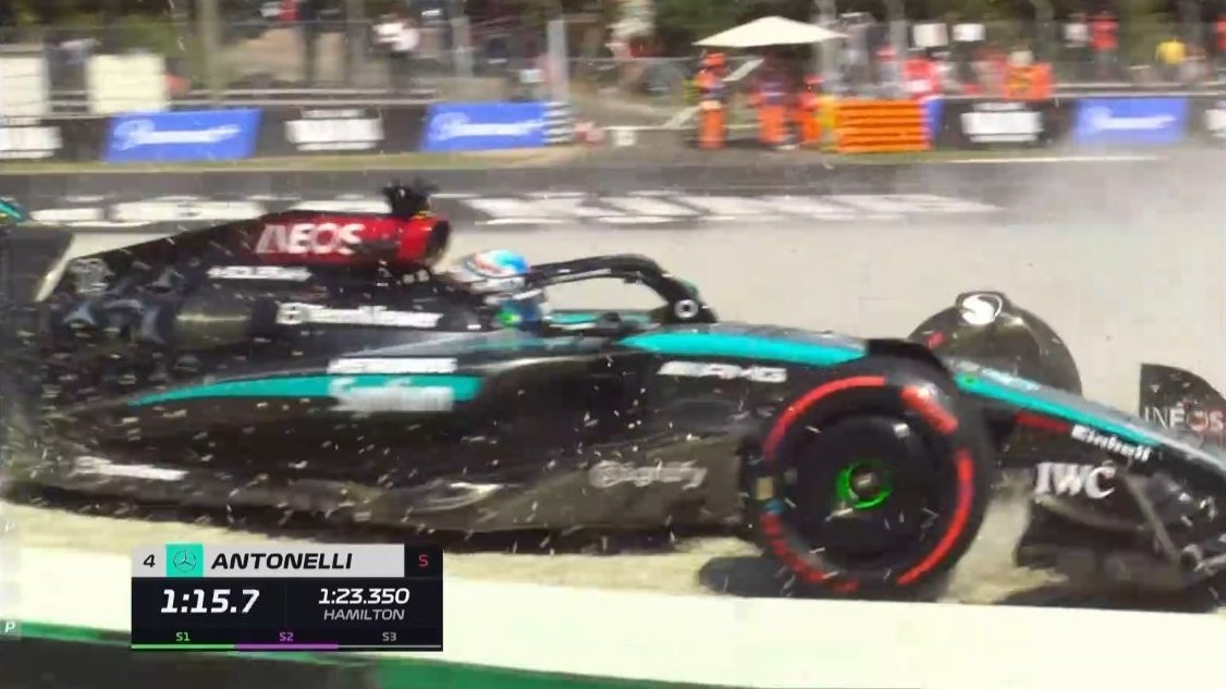 安东内利赛车撞墙！[允悲]#F1##赛车##2024f1意大利大奖赛# ​​​