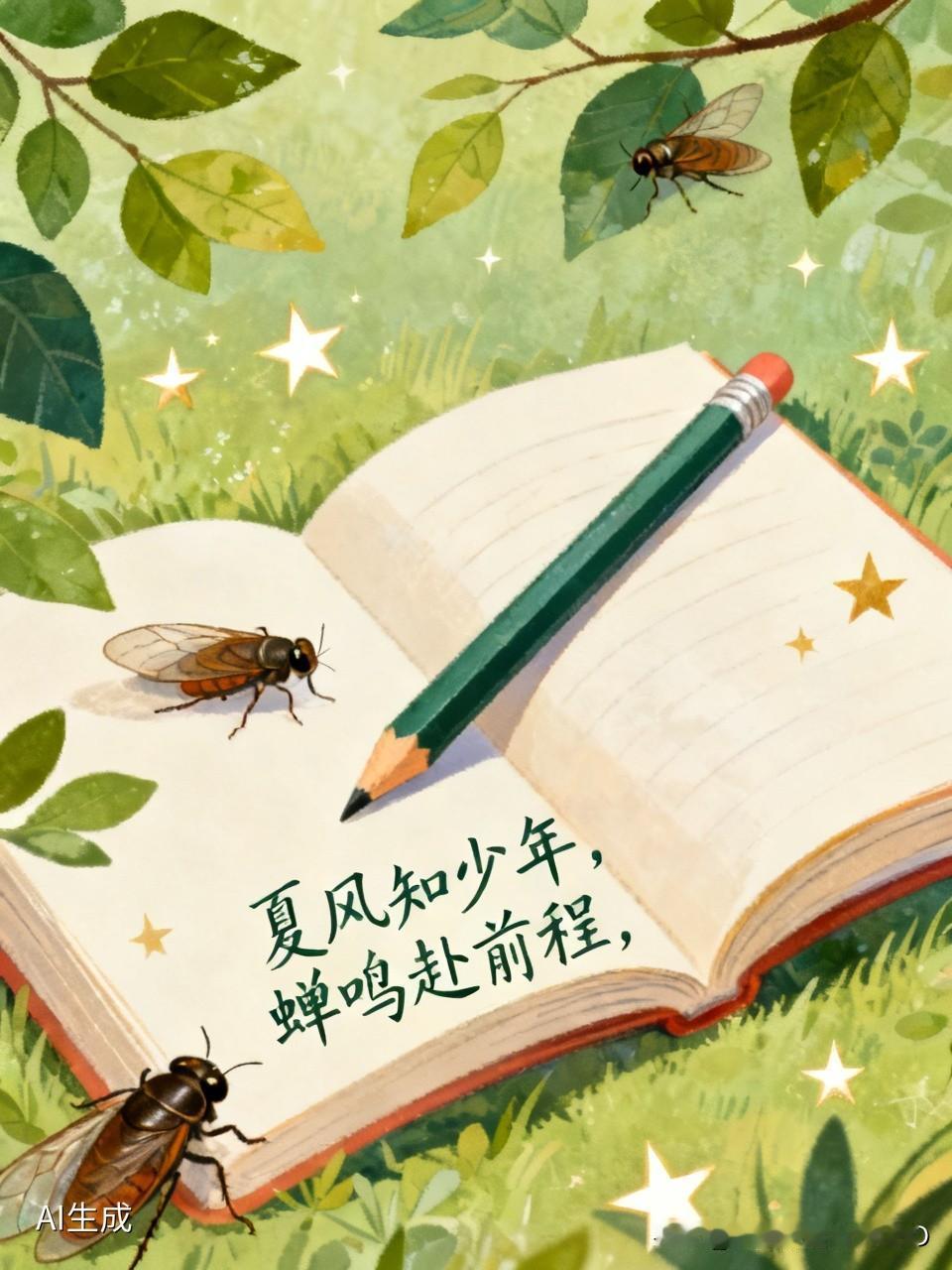 看到那句“夏风知少年，蝉鸣赴前程”，瞬间就有了青春的热血感。它让我想起那些熬夜刷