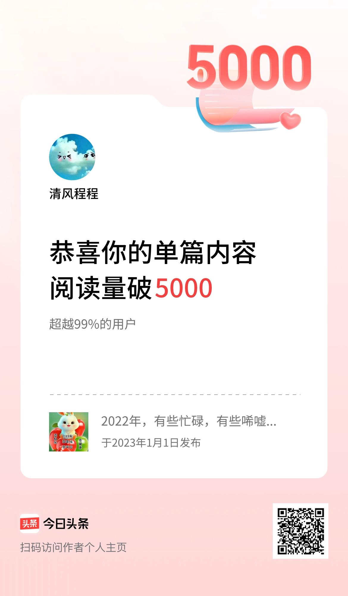  单篇内容获得阅读量破5000啦！