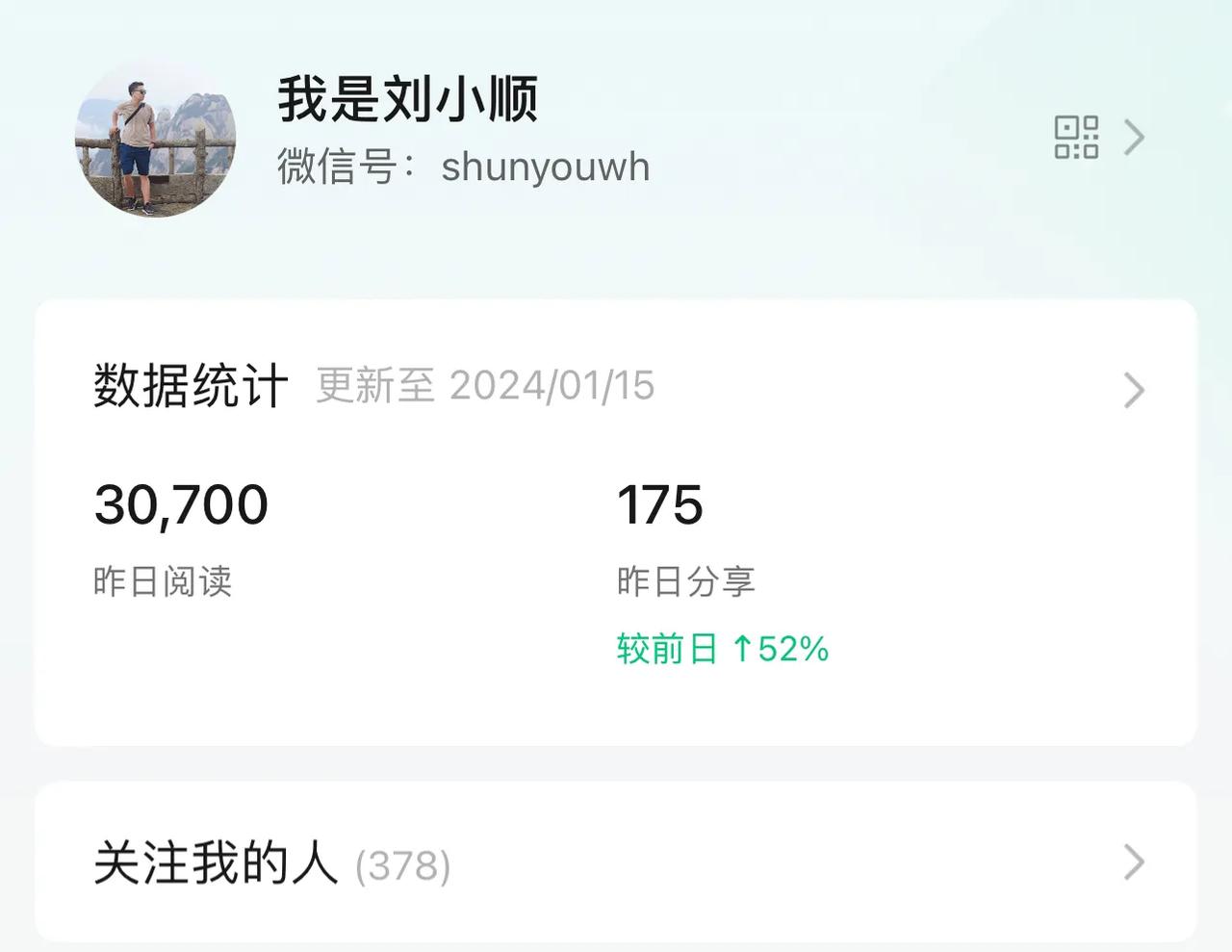 虽然还只有300多个粉丝，但我的微信公众号“我是刘小顺”已经有了10万+的爆文，
