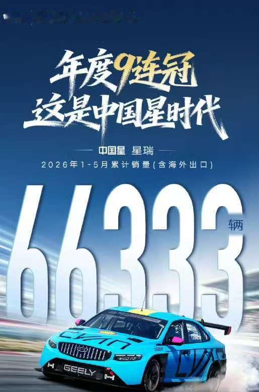 吉利星瑞5个月累计销量突破6万辆吉利星瑞斩获年度9连冠6月2日，吉利官方发布吉利