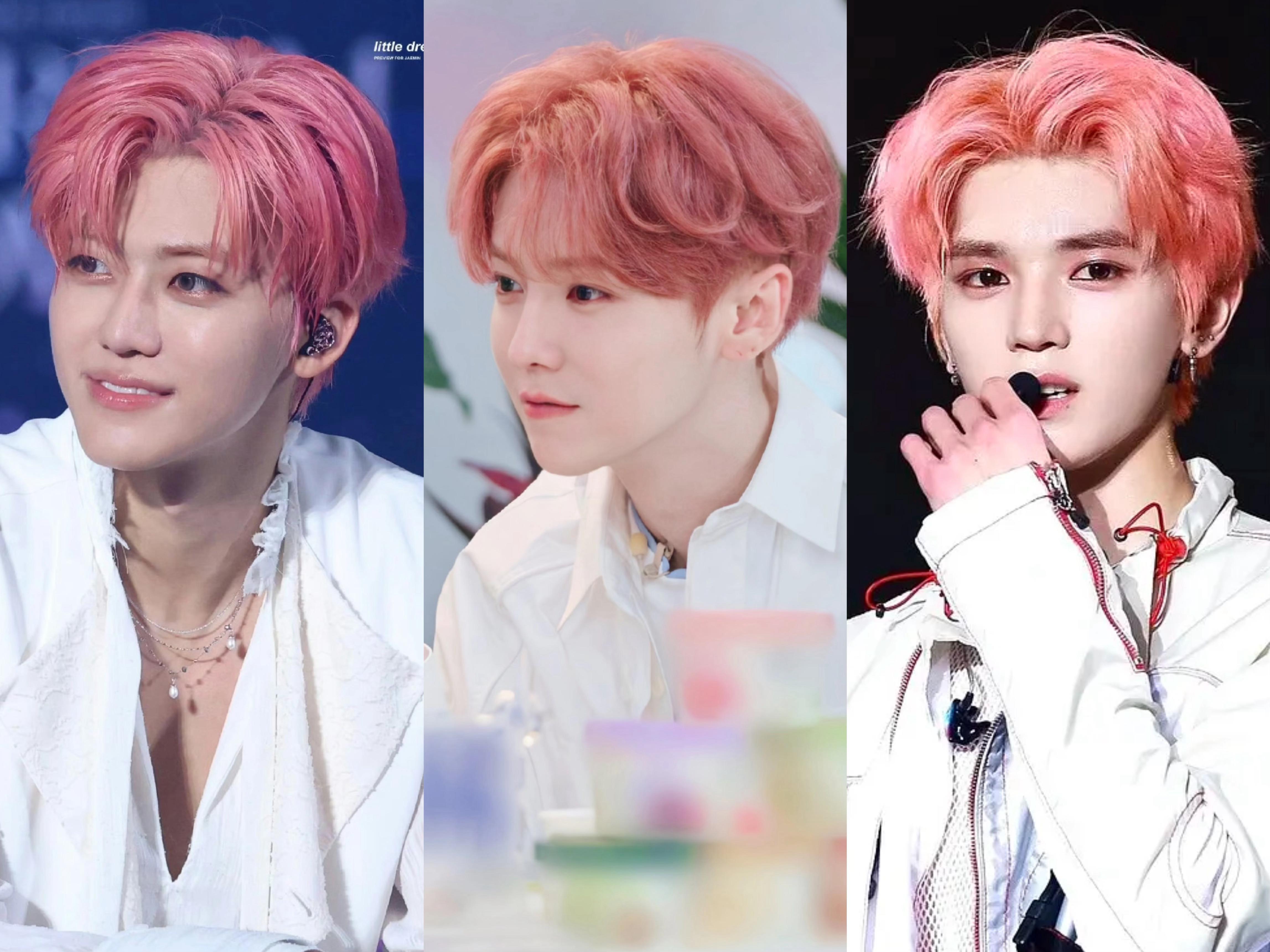 罗渽民不愧是神颜 粉发竟然有点神似鹿晗 比起四颜一李泰容也毫不逊色 ​​​