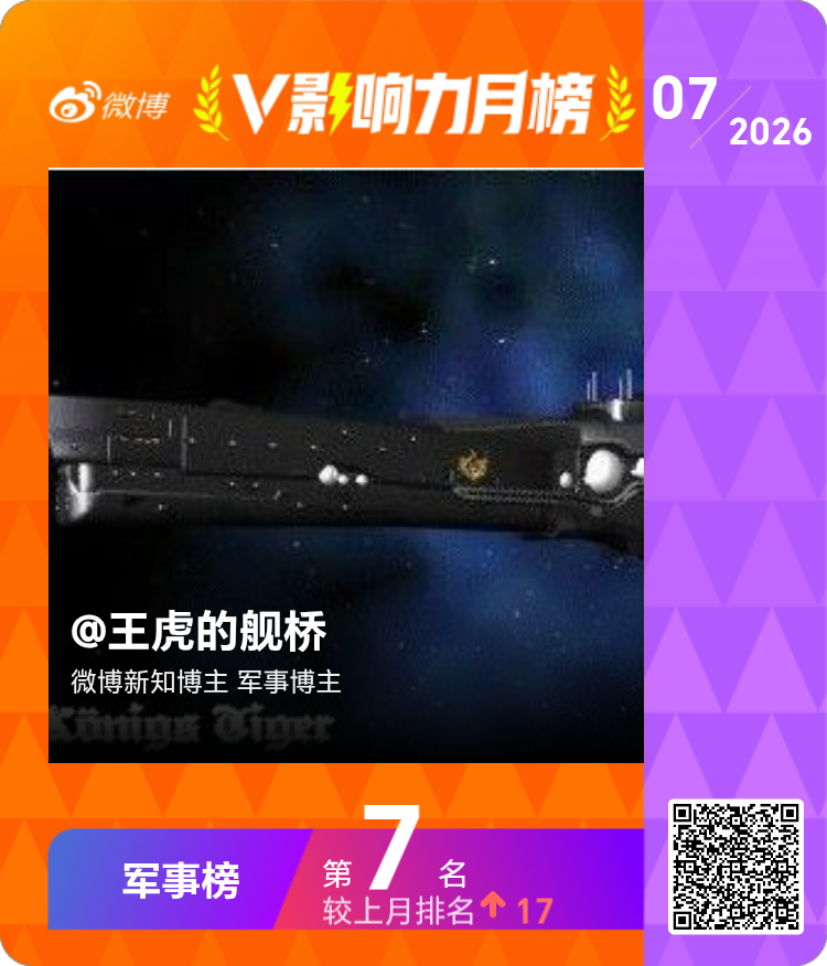 【V影响力榜 2026年07月】「军事月榜」揭榜啦！恭喜获得榜单前三名。点此查看
