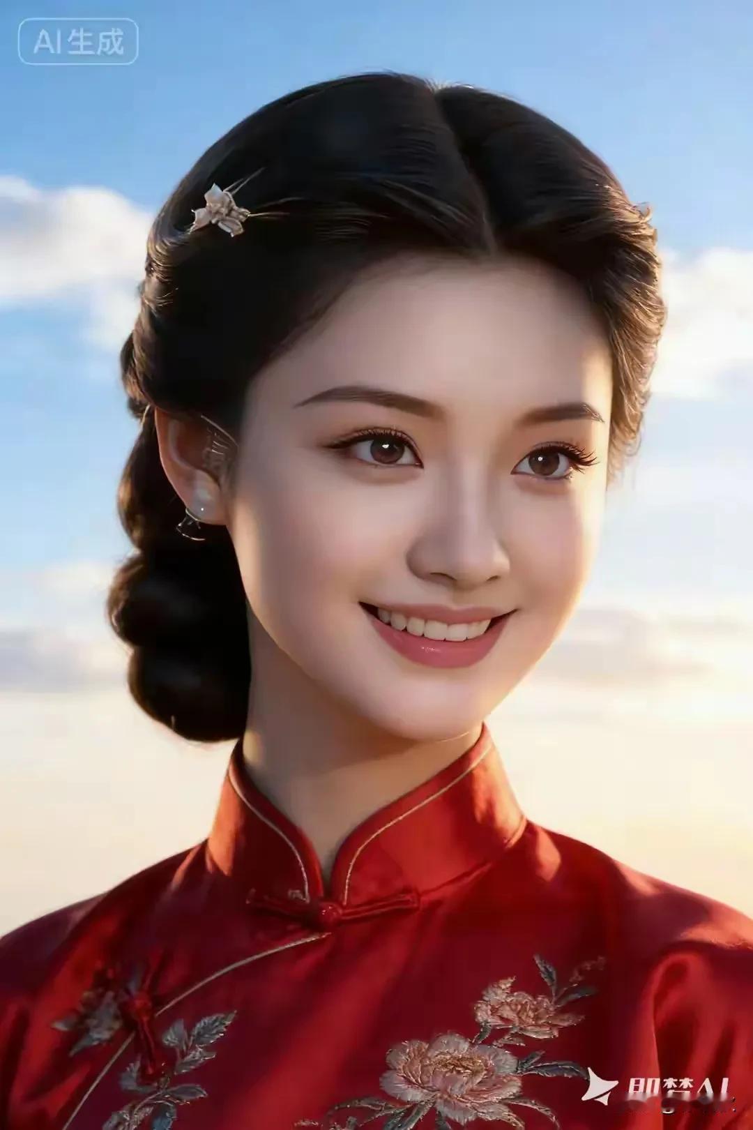 一抹红裳，半阙国风，
绝代佳人，软玉温香
楚楚动人，百媚千娇
沉鱼落雁，闭月羞花