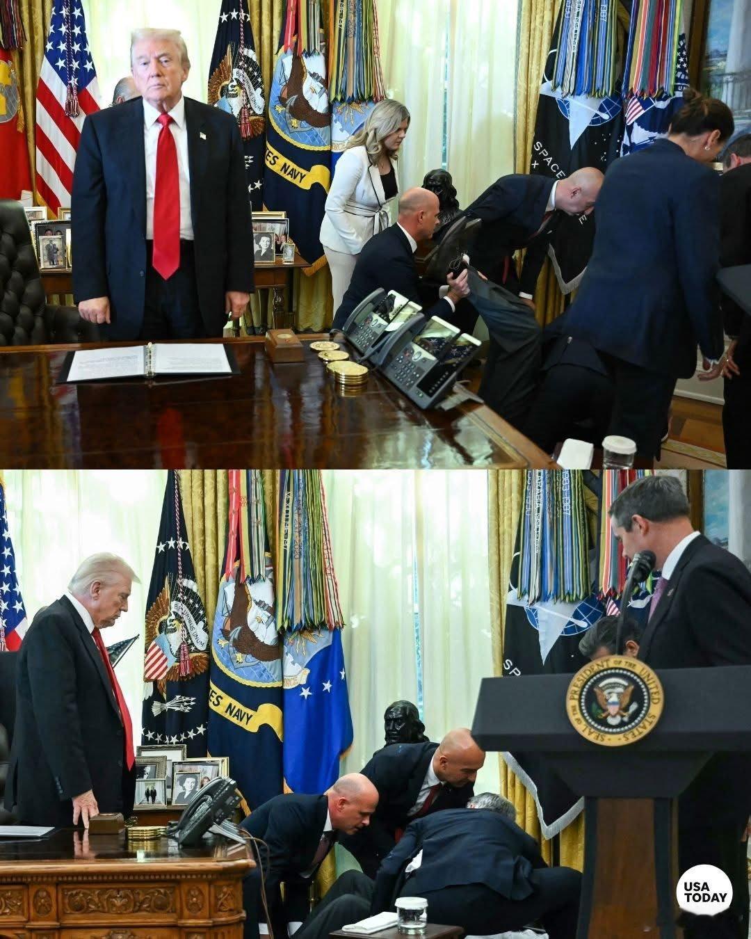 ‼️ 白宮醫療健康的新聞發佈會上一家藥廠CEO昏倒。       新闻会短暂中断