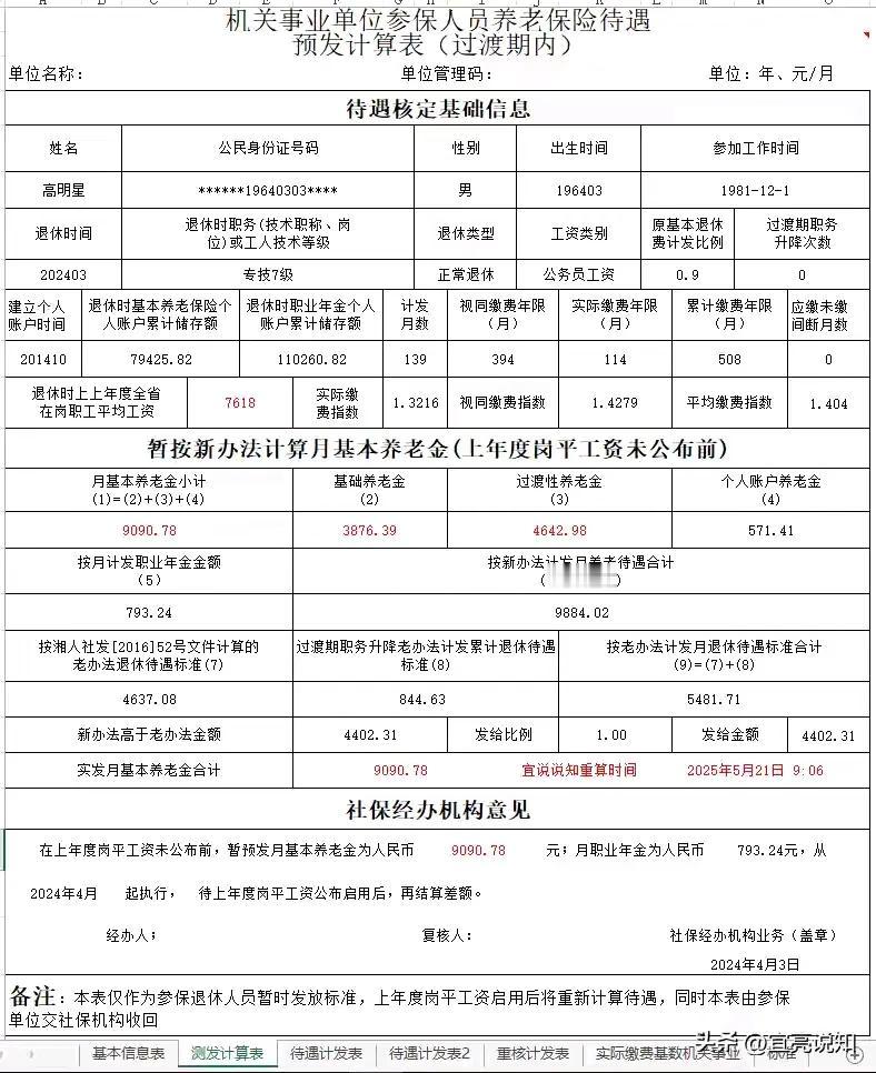 建议各种新闻网络不准登载有关机关事业单位退休养老金待遇计算表和相关文章炫富！网上